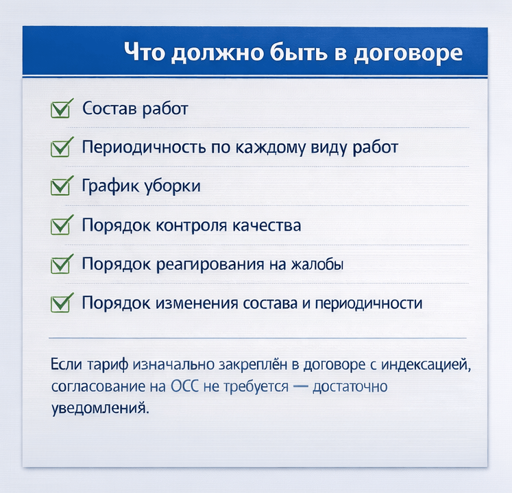 Условия договора уборки МОП