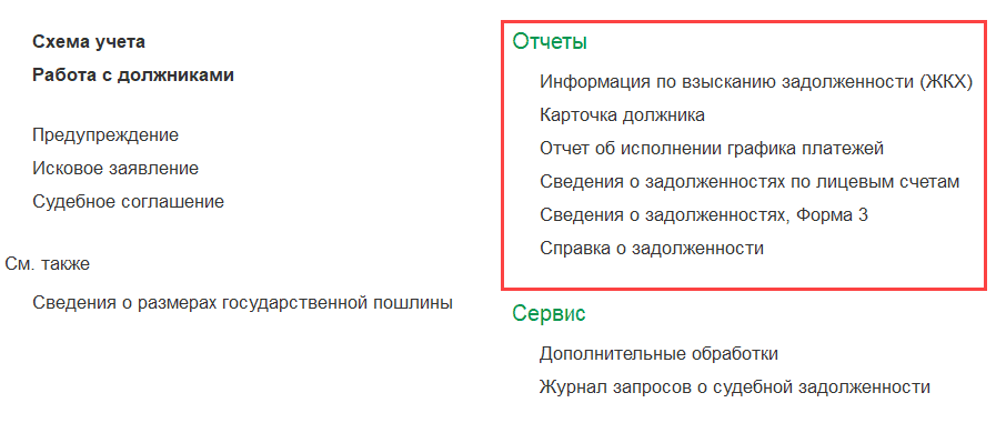Список отчетов Отчеты